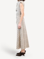 Simkhai Sand Plaid Burke Checked Draped Midi Dress - Image 4 of 7