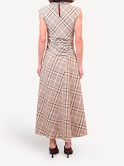 Simkhai Sand Plaid Burke Checked Draped Midi Dress - Image 6 of 7