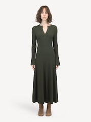 Simkhai Green Genna Ribbed Midi Dress - Image 1 of 3