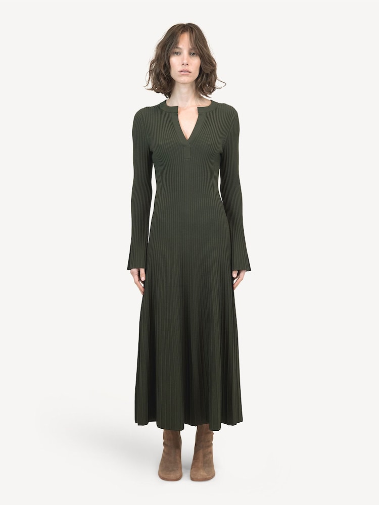 Simkhai Green Genna Ribbed Midi Dress - Image 1 of 3