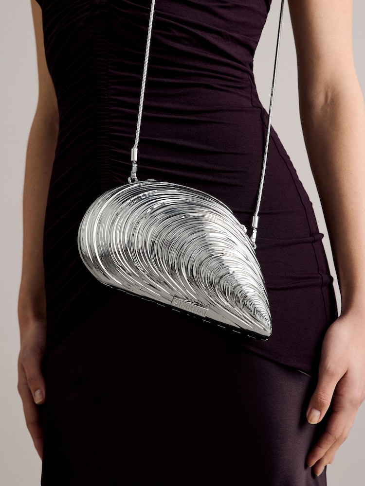 Simkhai Silver Bridget Oyster Shell Clutch Bag - Image 4 of 4