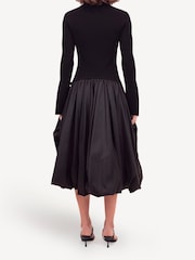 Simkhai Black Kenlie Bubble Hem Midi Dress - Image 2 of 5