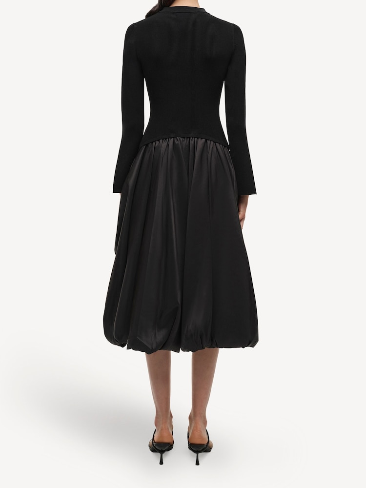Simkhai Black Kenlie Bubble Hem Midi Dress - Image 2 of 5