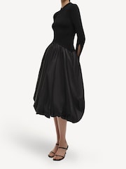 Simkhai Black Kenlie Bubble Hem Midi Dress - Image 3 of 5