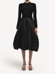 Simkhai Black Kenlie Bubble Hem Midi Dress - Image 5 of 5