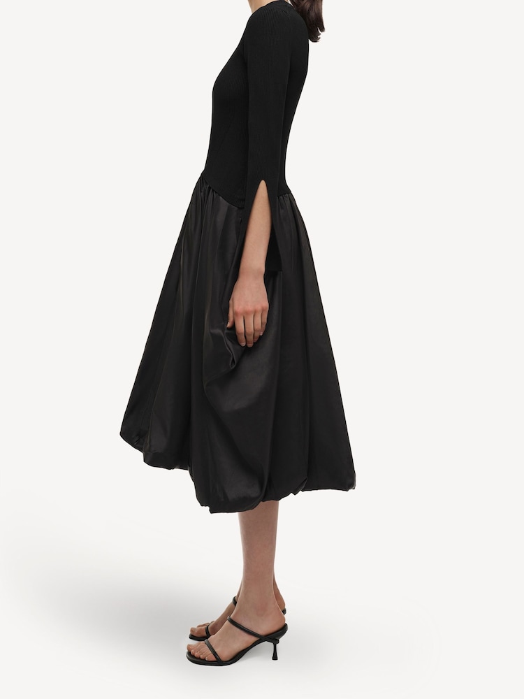 Simkhai Black Kenlie Bubble Hem Midi Dress - Image 5 of 5