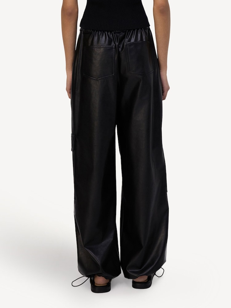 Simkhai Black Sofia Luxe Vegan Leather Cargo Trousers - Image 2 of 7 Simkhai Black Sofia Luxe Vegan Leather Cargo Trousers - Image 2 of 7