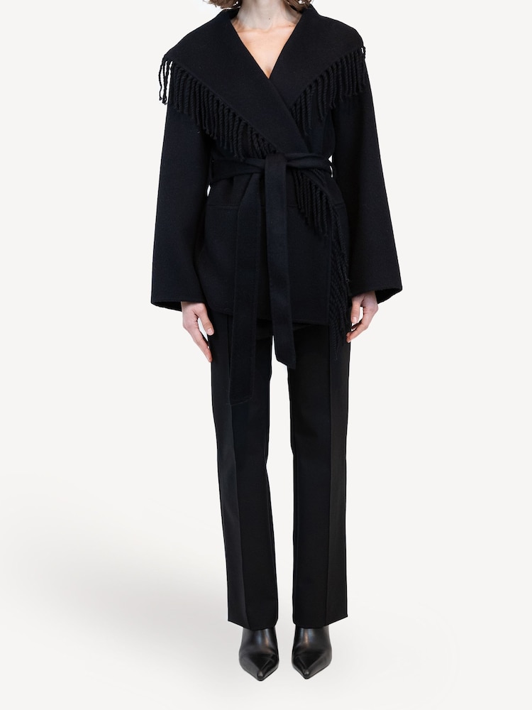 Simkhai Black Rowen Wool Fringe Jacket - Image 1 of 5