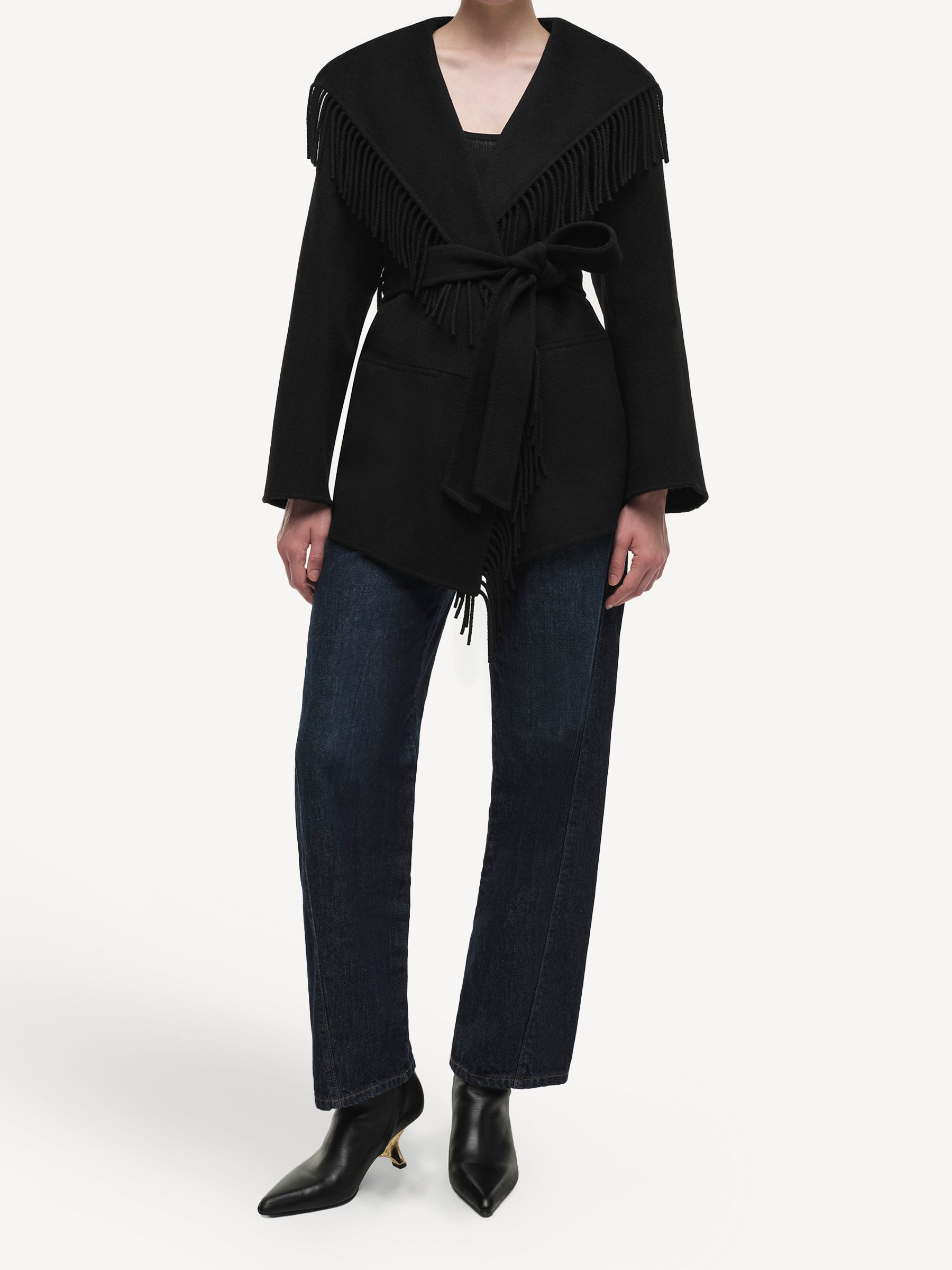 Simkhai Black Rowen Wool Fringe Jacket | Seasons