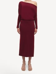 Simkhai Red Janese Wool One Shoulder Midi Dress - Image 1 of 5