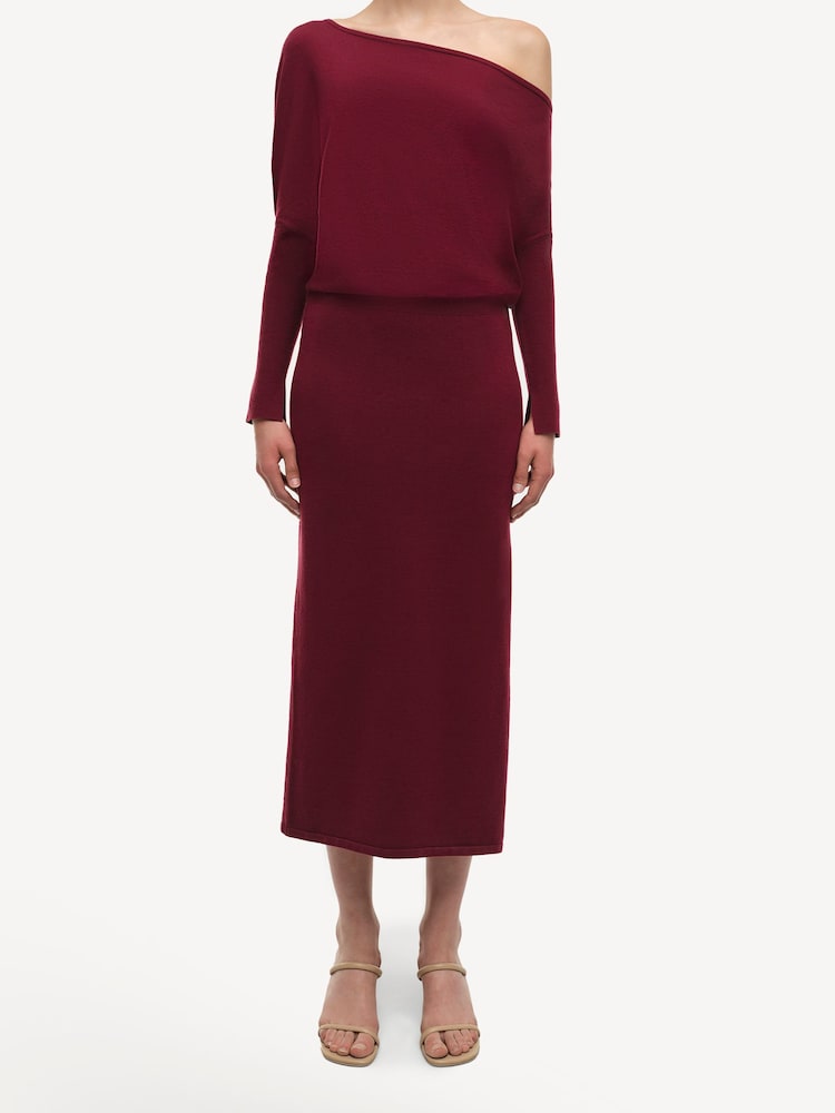 Simkhai Red Janese Wool One Shoulder Midi Dress - Image 1 of 5