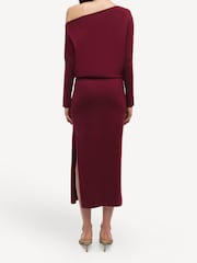 Simkhai Red Janese Wool One Shoulder Midi Dress - Image 2 of 5
