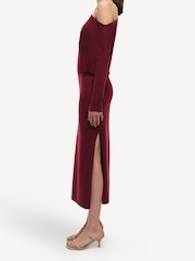Simkhai Red Janese Wool One Shoulder Midi Dress - Image 3 of 5