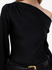 Simkhai Black Alice Satin One Shoulder Blouse - Image 3 of 3