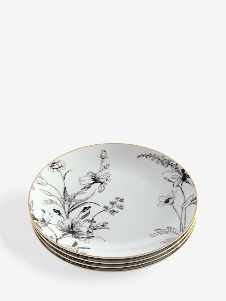 Lipsy Set of 4 White Floral Dinner Plates - Image 1 of 3 Lipsy Set of 4 White Floral Dinner Plates - Image 1 of 3