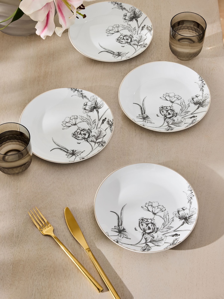Lipsy Set of 4 White Floral Side Plates - Image 2 of 3
