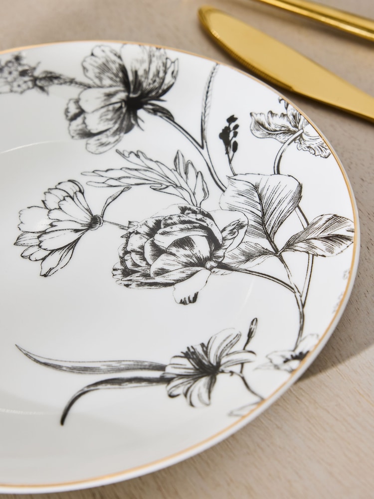 Lipsy Set of 4 White Floral Side Plates - Image 3 of 3
