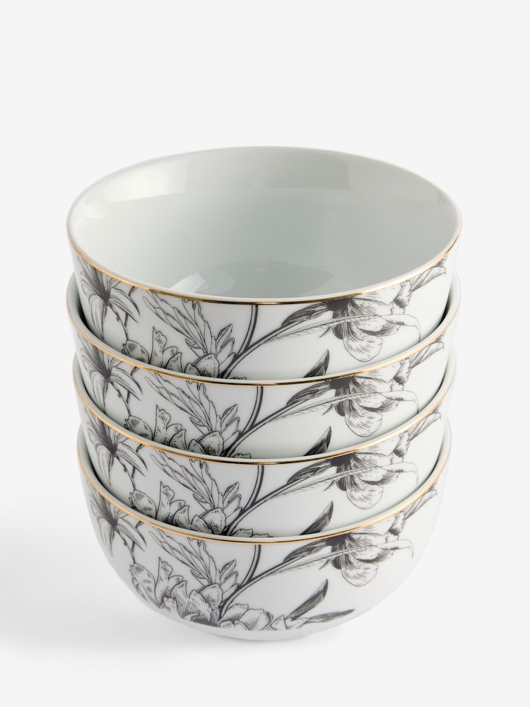 Lipsy Set of 4 White Floral Cereal Bowls - Image 3 of 3 Lipsy Set of 4 White Floral Cereal Bowls - Image 3 of 3