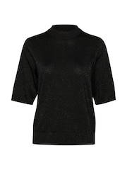 Cream Regular Fit CRShimra Metalic Knit Black Blouse - Image 5 of 6