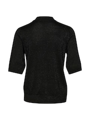 Cream Regular Fit CRShimra Metalic Knit Black Blouse - Image 6 of 6
