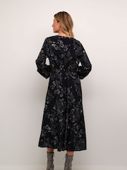 Cream CRLova V-Neck Buttons Long Sleeve Black Dress - Image 2 of 5