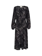 Cream CRLova V-Neck Buttons Long Sleeve Black Dress - Image 4 of 5