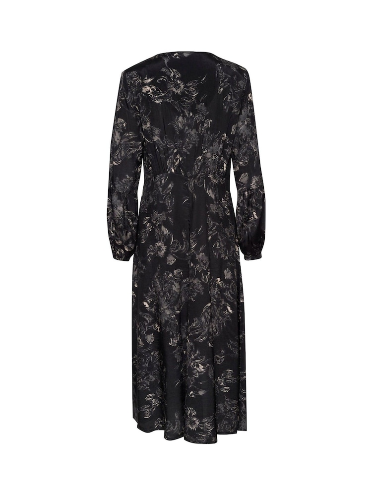 Cream CRLova V-Neck Buttons Long Sleeve Black Dress - Image 5 of 5