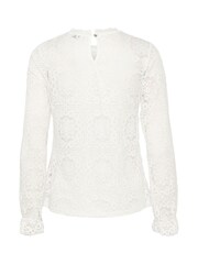 Cream Crtiley Lace Long Sleeve White Blouse - Image 6 of 6