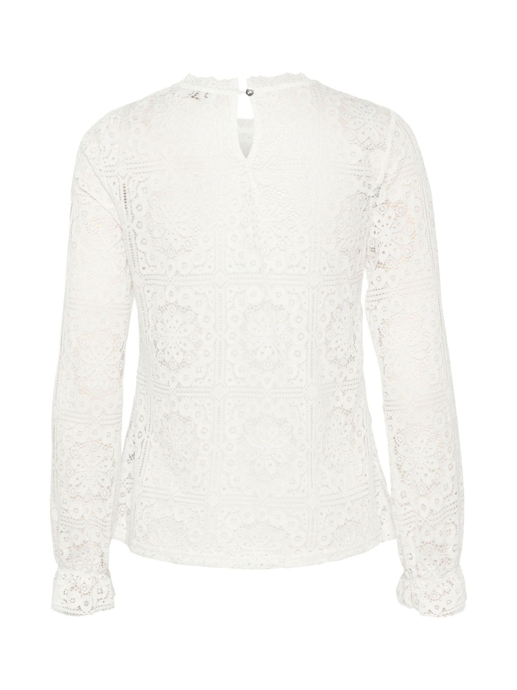 Cream Crtiley Lace Long Sleeve White Blouse - Image 6 of 6