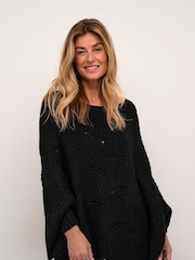 Cream Loose Fit CRMistletoe Slash Neck Black Poncho - Image 1 of 6