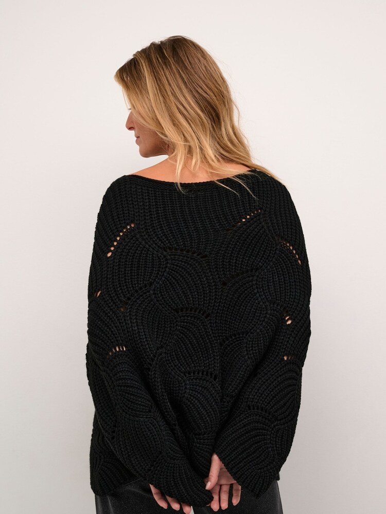 Cream Loose Fit CRMistletoe Slash Neck Black Poncho - Image 2 of 6