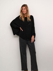 Cream Loose Fit CRMistletoe Slash Neck Black Poncho - Image 3 of 6