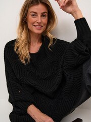 Cream Loose Fit CRMistletoe Slash Neck Black Poncho - Image 4 of 6