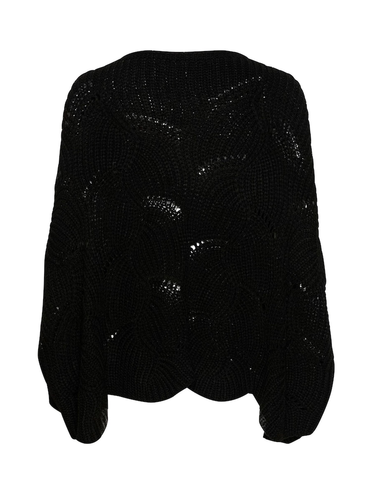 Cream Loose Fit CRMistletoe Slash Neck Black Poncho - Image 6 of 6