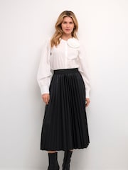 Cream CRPoppi Plissé Elastic Waist Midi Black Skirt - Image 3 of 6