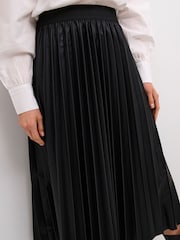Cream CRPoppi Plissé Elastic Waist Midi Black Skirt - Image 4 of 6