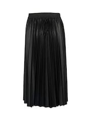 Cream CRPoppi Plissé Elastic Waist Midi Black Skirt - Image 6 of 6