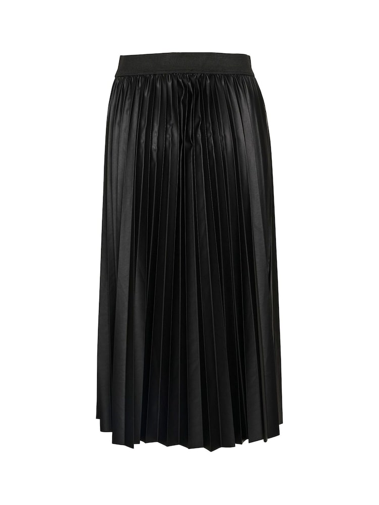 Cream CRPoppi Plissé Elastic Waist Midi Black Skirt - Image 6 of 6