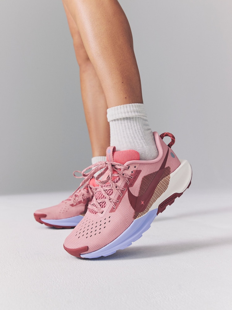 Nike Pink/White ReactX Pegasus Trail 5 Running Shoes - Image 1 of 7