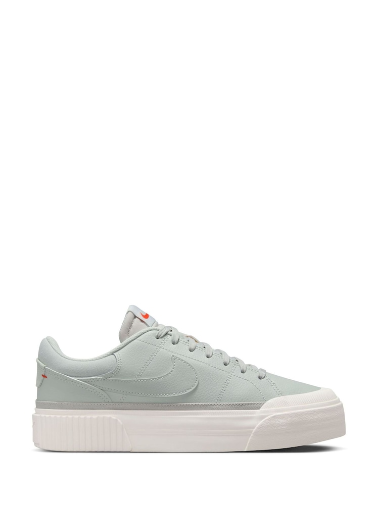 Nike Grey Court Legacy Lift Platform Trainers - Image 1 of 9