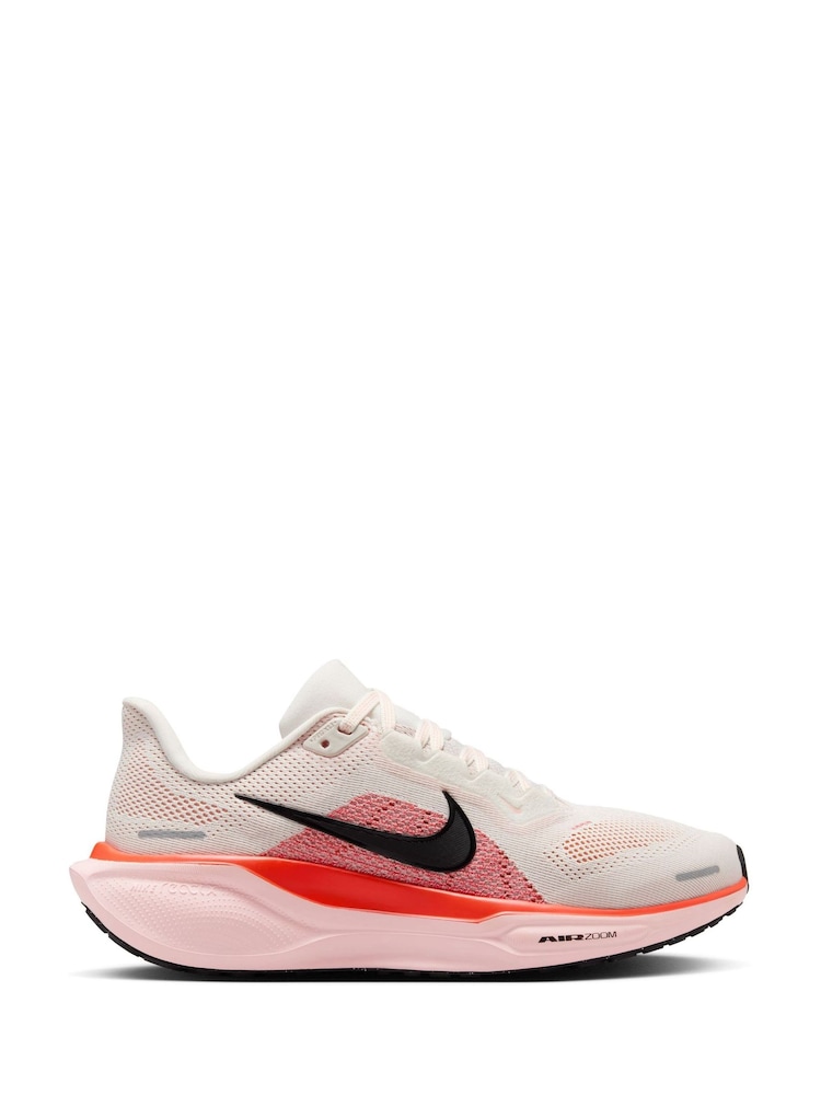 Nike White/Coral Pegasus 41 Road Running Trainers - Image 1 of 11