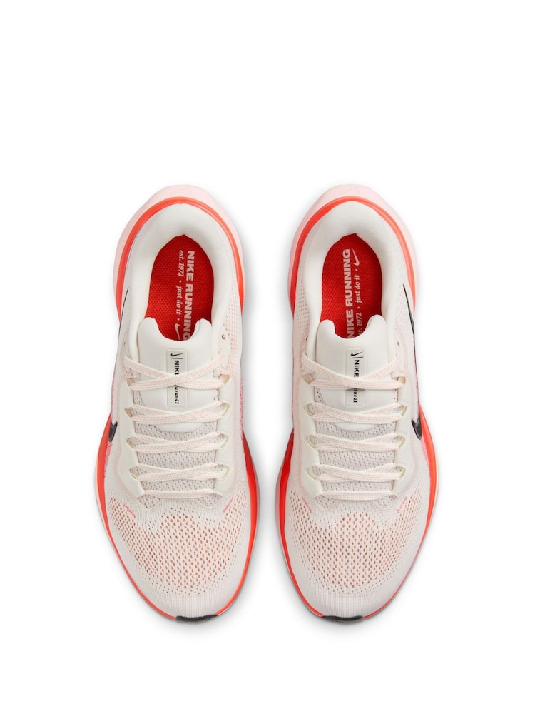 Nike White/Coral Pegasus 41 Road Running Trainers - Image 7 of 11