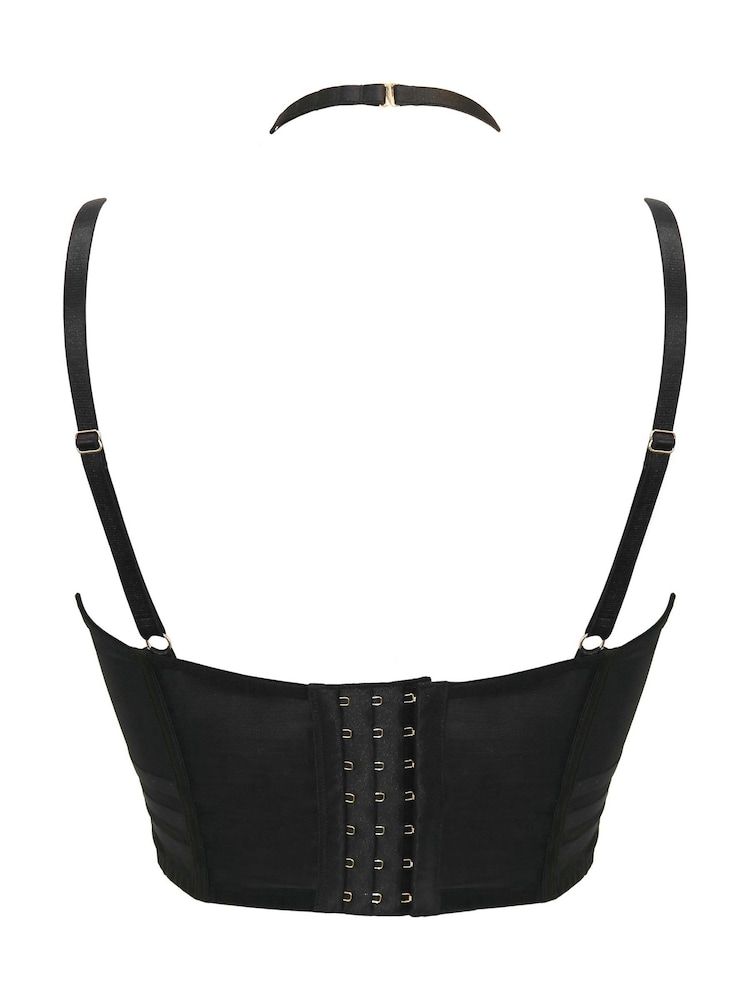 Pour Moi Black India Wild At Heart Double Strap Longline Bra - Image 4 of 4