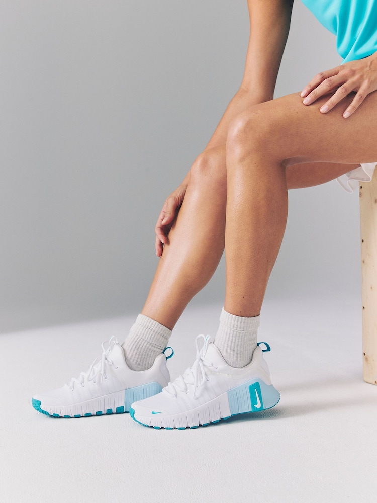 Nike White Teal Free Metcon 6 Training Trainers - Image 2 of 15