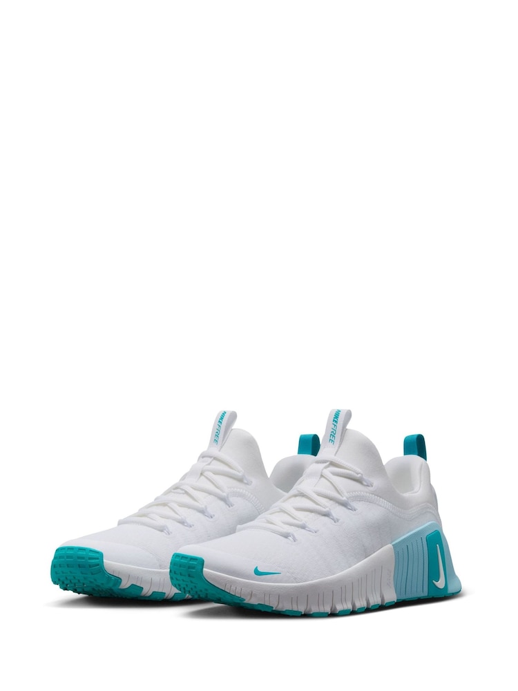 Nike White Teal Free Metcon 6 Training Trainers - Image 6 of 15