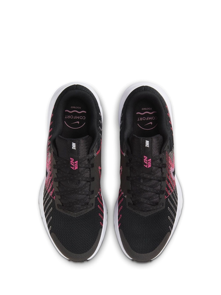 Nike Black/Pink Run Defy Road Running Trainers - Image 7 of 12