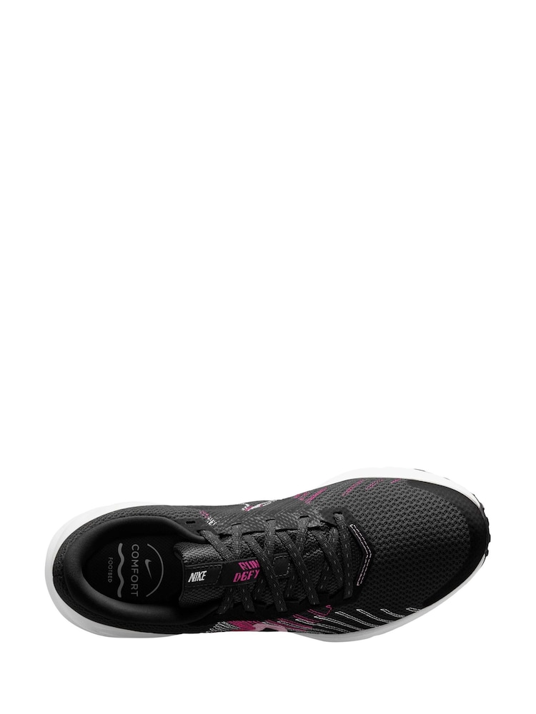 Nike Black/Pink Run Defy Road Running Trainers - Image 9 of 12