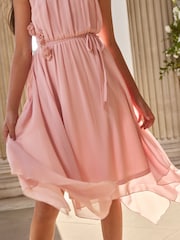 Lipsy Pink Corsage Hanky Hem Occasion Dress (5-16yrs) - Image 4 of 5