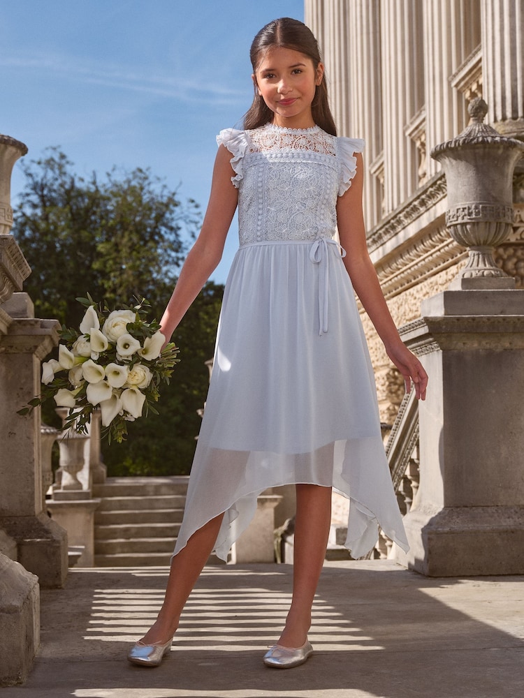 Azul - Vestido con mangas acampanadas y encaje frontal para ocasiones especiales de Lipsy (5-16 años) - Imagen 1 de 4 Azul - Vestido con mangas acampanadas y encaje frontal para ocasiones especiales de Lipsy (5-16 años) - Imagen 1 de 4