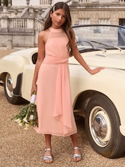 Lipsy Pink Twist Waist Occasion Dress (7-16yrs) - Image 1 of 4